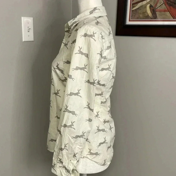 Boden Bunny Rabbit Print Classic Shirt Size 4P Petite Button Down Preppy Kitschy - Picture 2 of 6